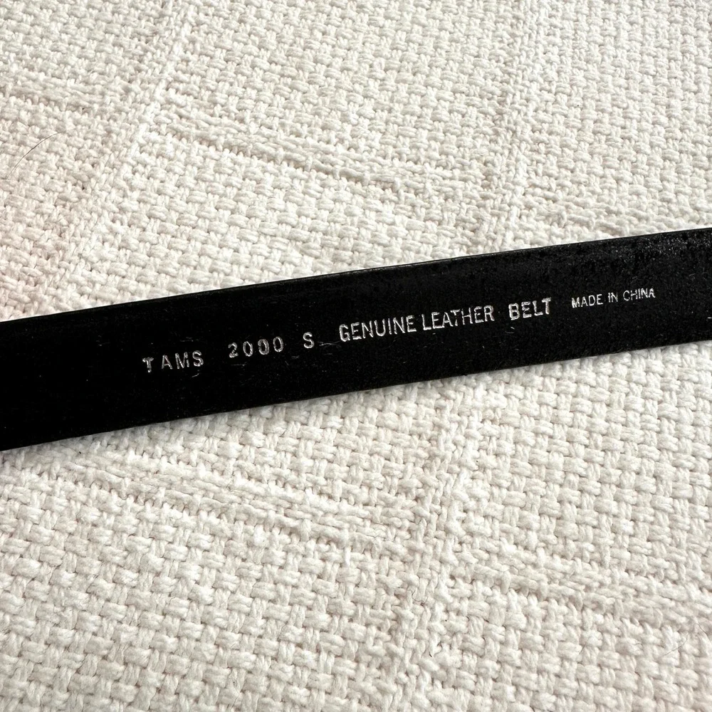 VTG 90s Y2K Western Black‎ Leather Belt Floral Silver Buckle Tip Tams 2000 Small
